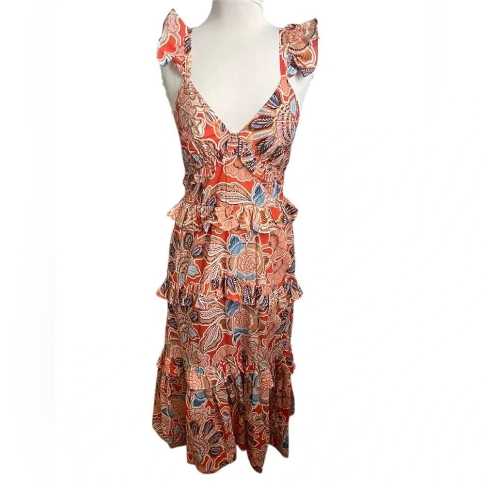 Misa Los Angeles Morrison Dress in Tangerine Floral - Small